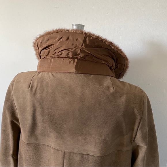 Vintage Fur Trimmed Opera Coat 60’s Suede Patchwork Mink Collar Leather Womens - Picture 9 of 11